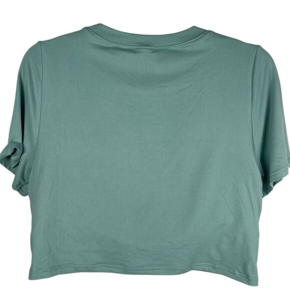 Klassy Network Blue Green Cropped Short Sleeve Crewneck Built-in Bra Top 3XL NWT - Picture 2 of 7